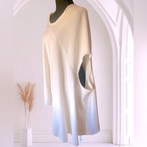 Anthropologie Asymmetrical Poncho Lightweight Ivory Knit Women’s One Size NWT - Picture 6 of 10